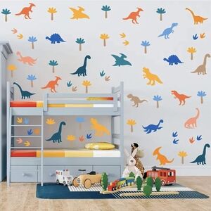 🆕 Color Dinosaur Wall Stickers 60 Pcs